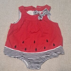 First Impressions Red and Black Striped Dress